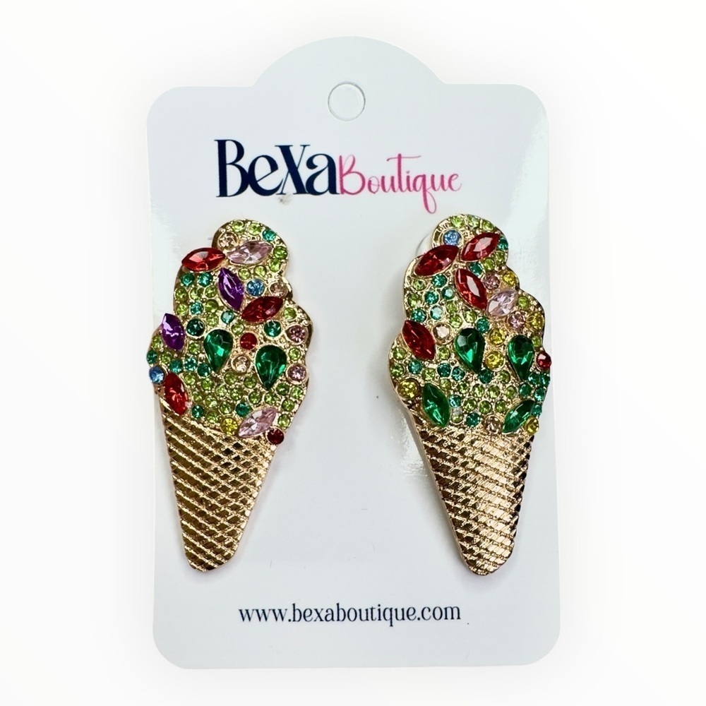 Colorful Ice Cream Cone Earrings